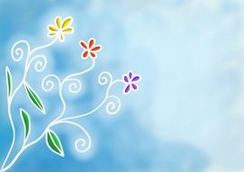 painted flowers on a blue background