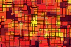 pink and yellow squares on dark red background