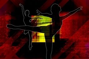 silhouettes of dancing ballerinas on a dark background