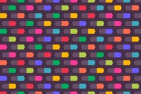 colorful geometric shapes on a dark background