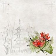 background with Asian temple