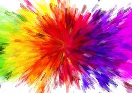colored paint splashes on a white background
