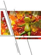 painted toy frog on a colored background