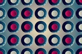 red and white buttons on gray background