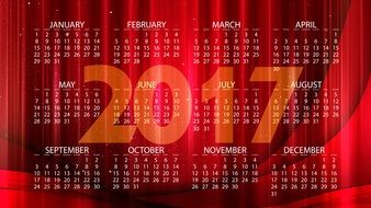 calendar on a red background with a pattern