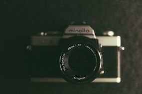 black and white photo of an old camera