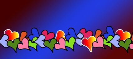 blue banner with colorful hearts
