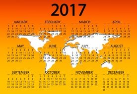 world map on the calendar