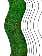 Wave design with the image of the lawn