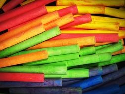 colored chalks pile