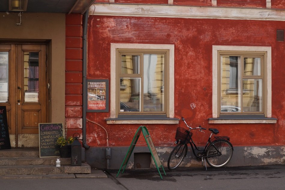 Bike near the wall in Helsinki