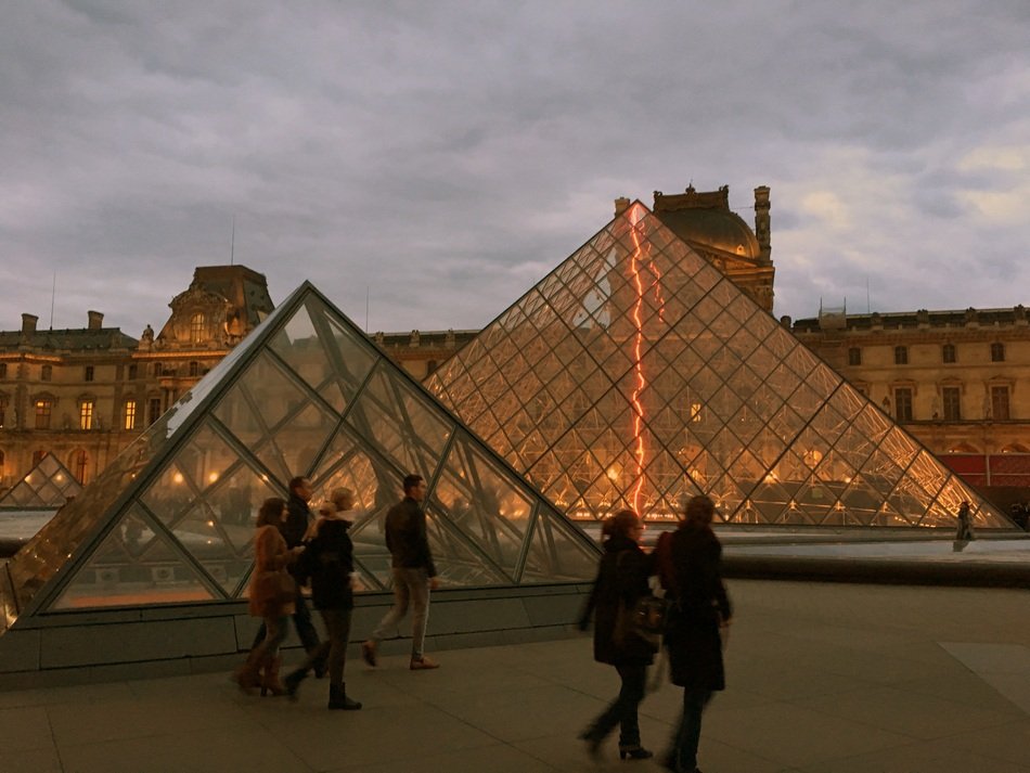 people near the pyramids in France