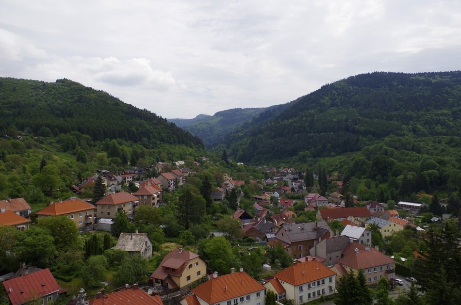 panoramic view of a small town in the alps in slovakia