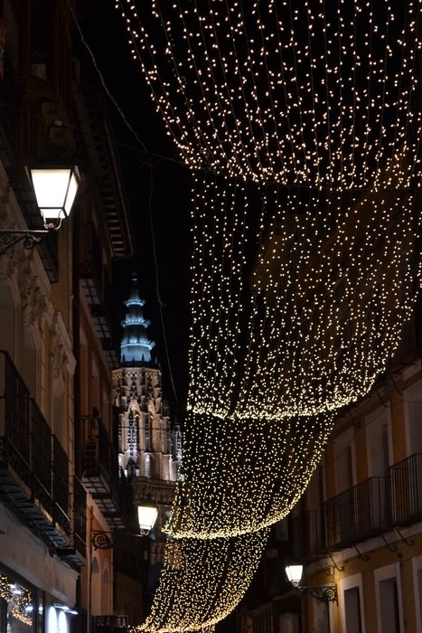 beautiful night, bright decorations, toledo
