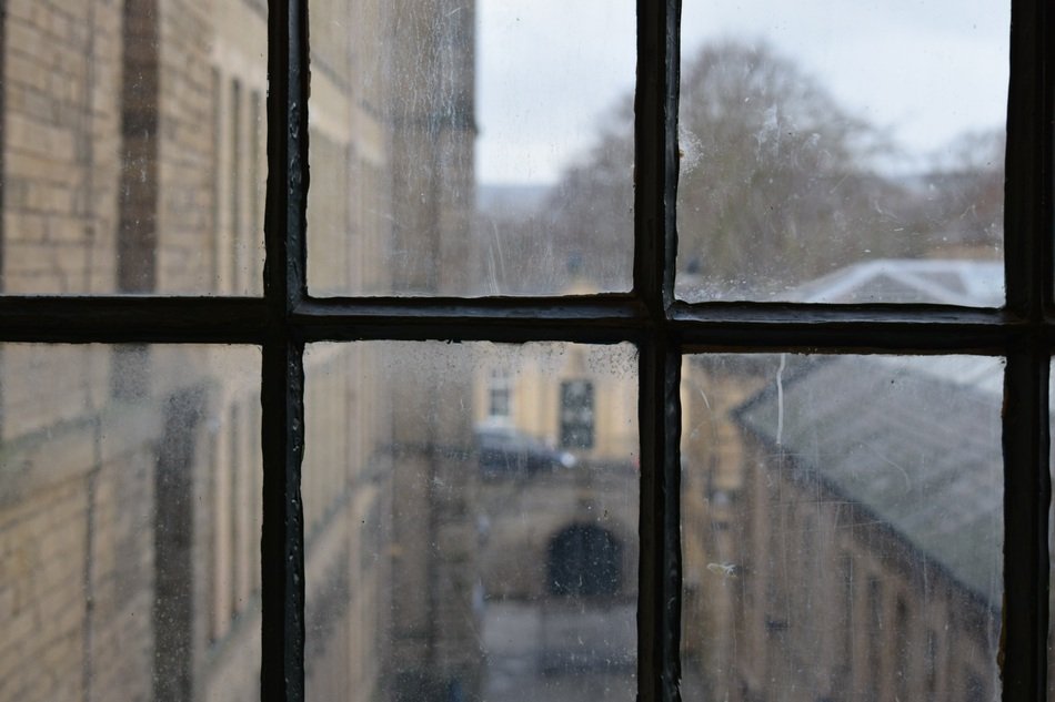 window of Industrial building, uk, england, yorkshire, saltaire