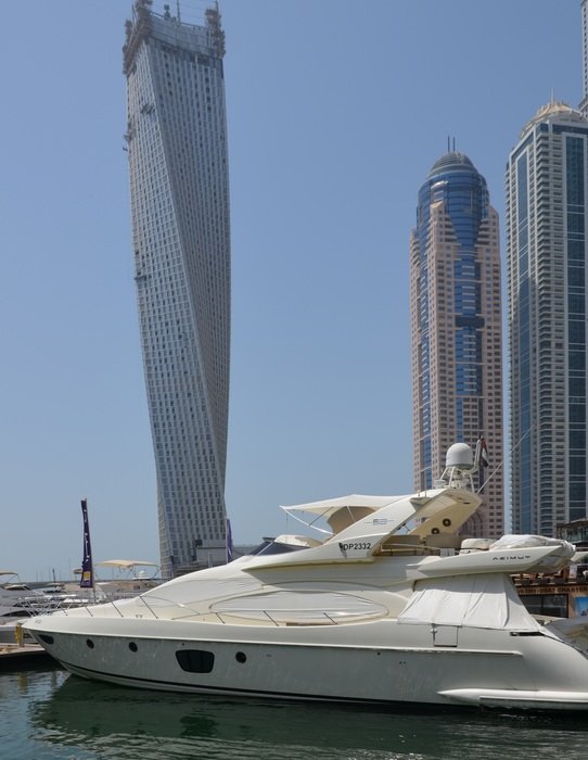 skyscrapers and yacht in Dubai