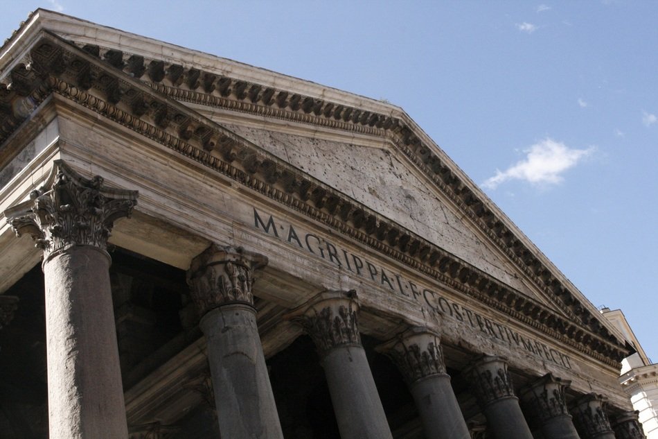 pantheon in rome against blue sky