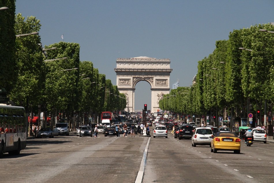 road to the Arc de Triomphe in Paris