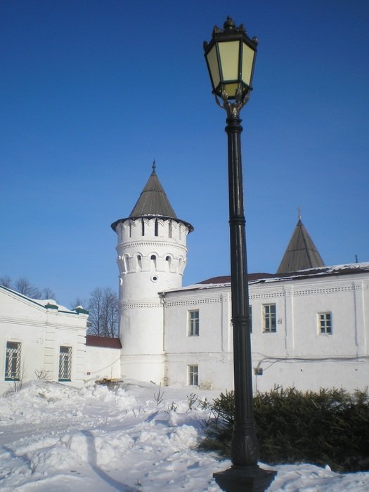 lantern near the church in the old town