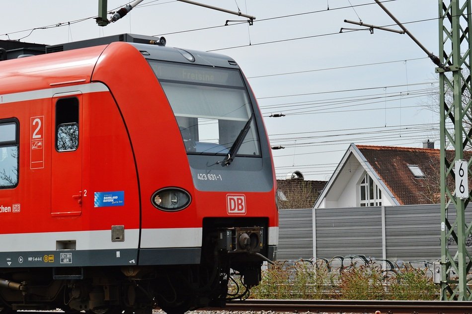 red train on the railway, munich
