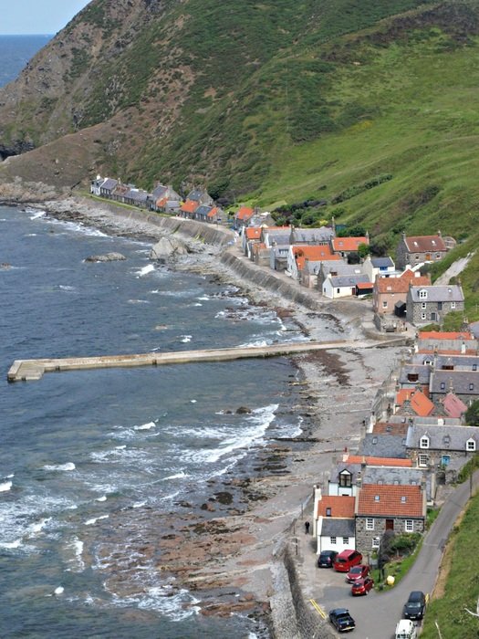 panoramic view of the coast in Crovie, Aberdeenshire