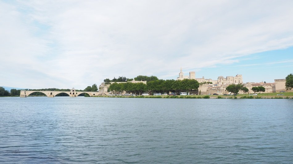 view of pont d'Avignon from the rhone