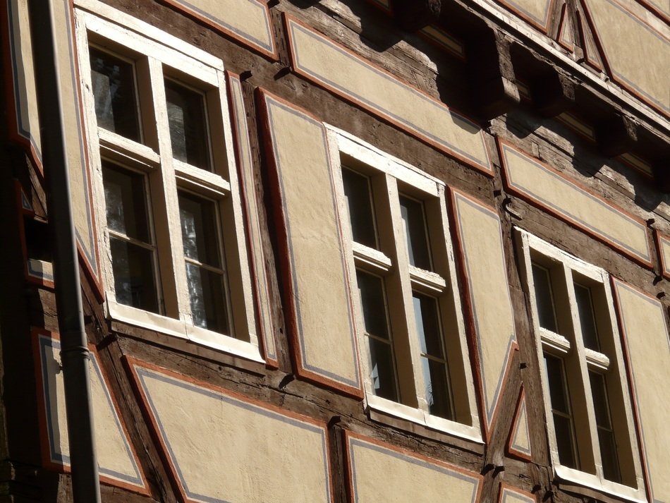 windows on the facade of the farm