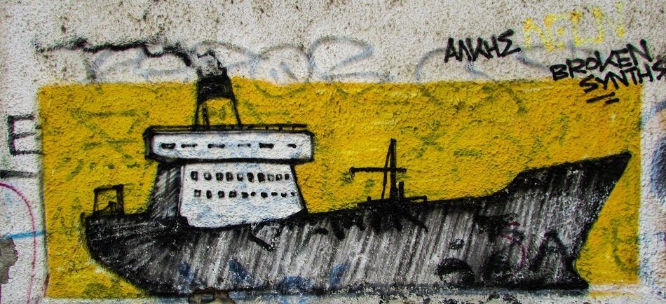 graffiti boat on the wall