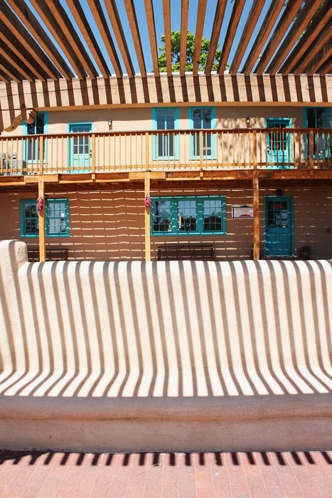 play of shadows at sunny day in old city, usa, New Mexico, Albuquerque