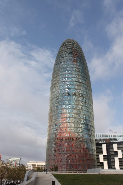 glass tower of architect Jean Nouvel in Barcelona
