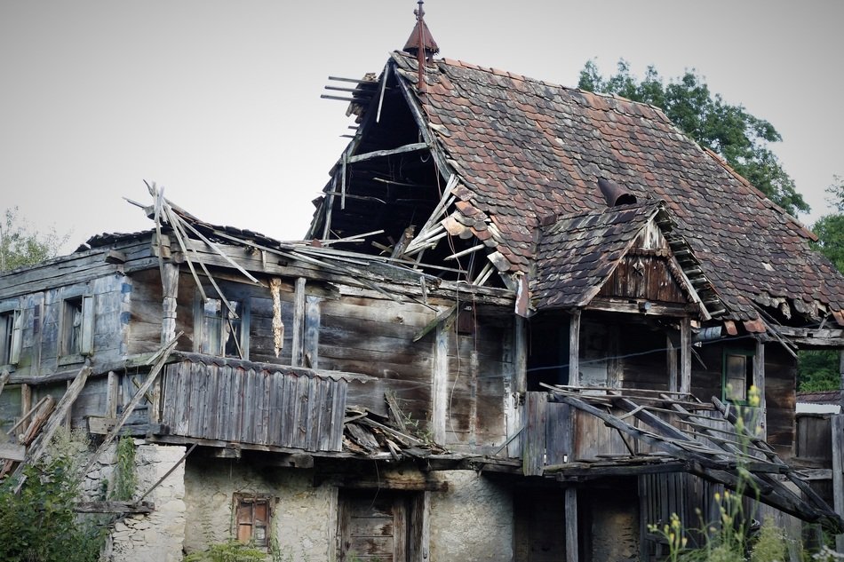 ruined village house