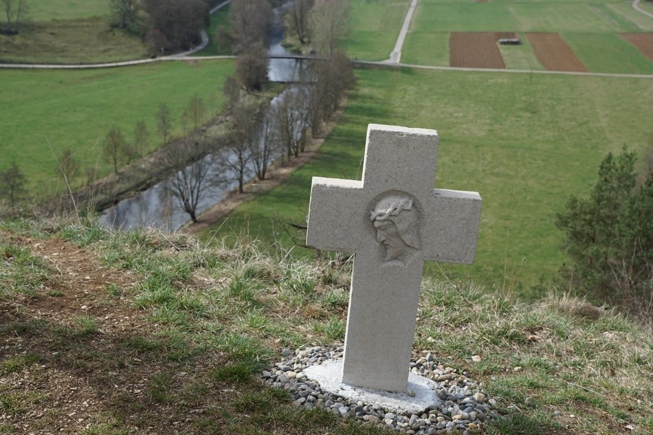 cross on the grave on the Danube Valley