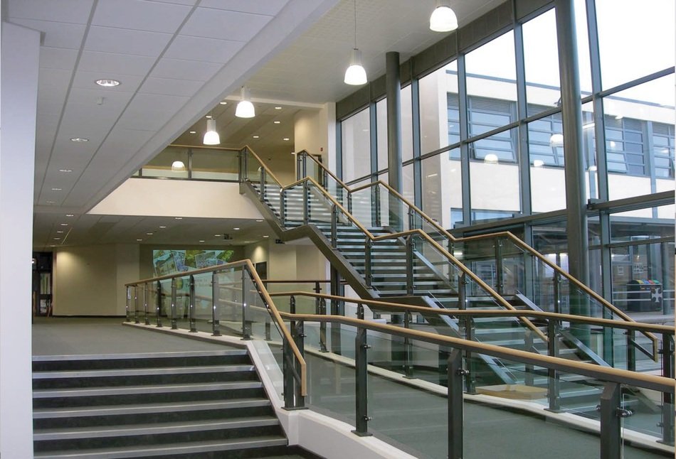 stairs in the modern architecture of a school