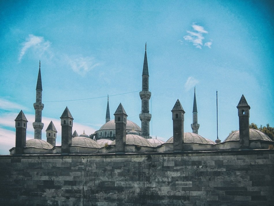 Blue Mosque with spiers on the roof
