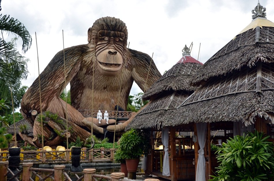 statue in the form of a monkey near the house