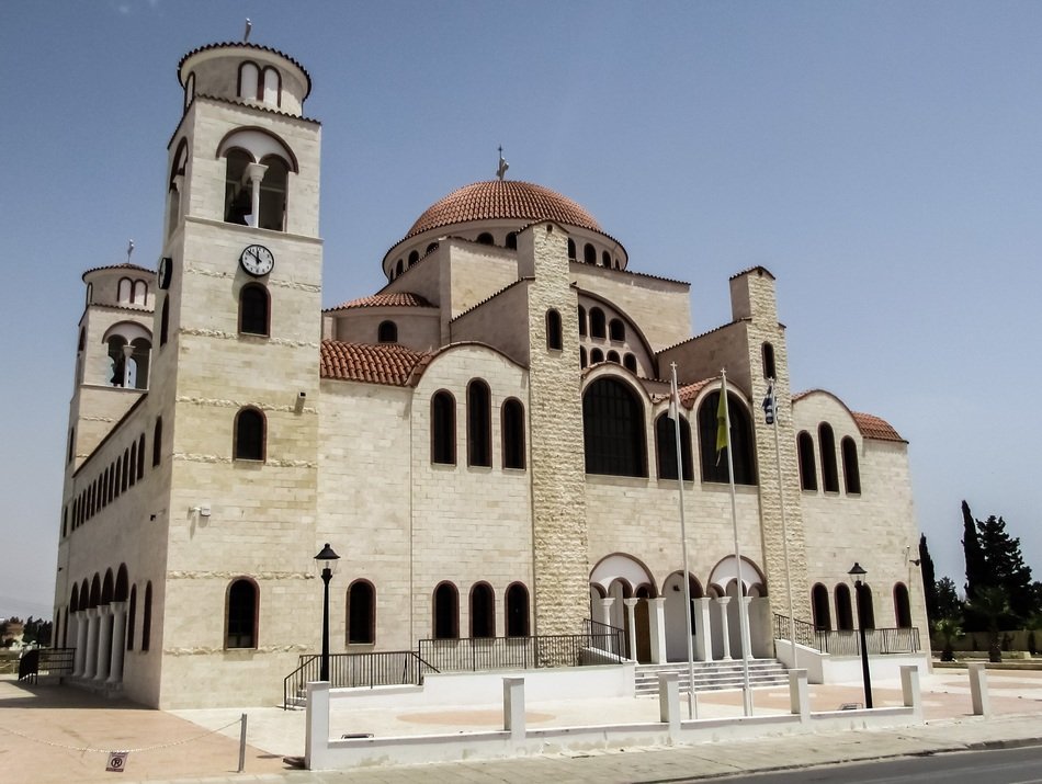 Orthodox church in the village of Dromolaxia in Cyprus