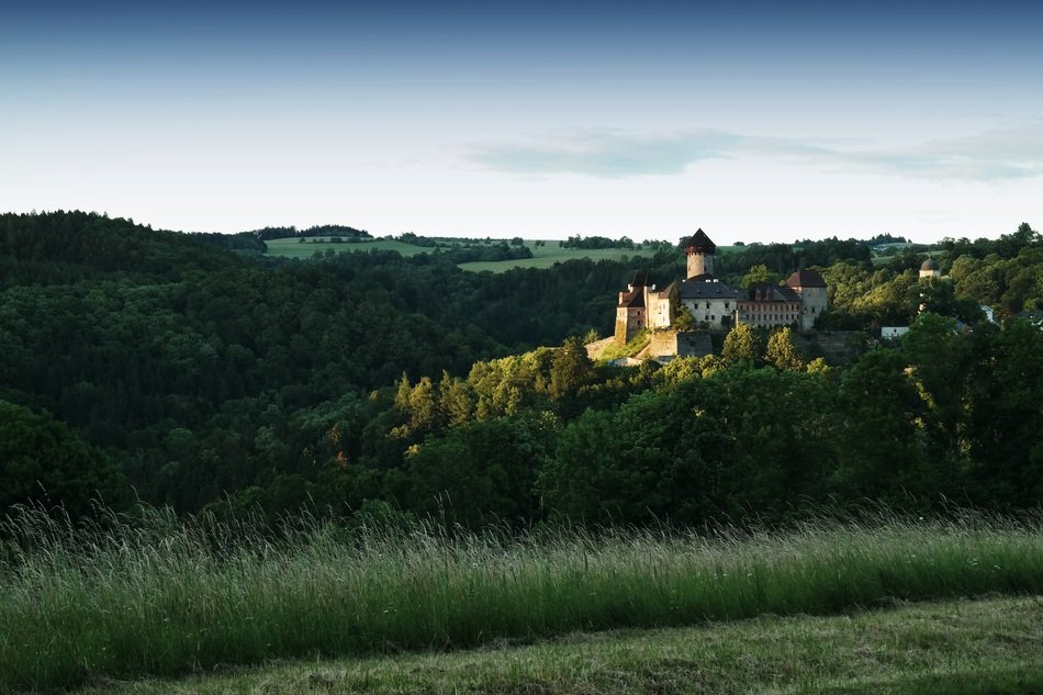 old castle on the background of green nature in the Czech Republic