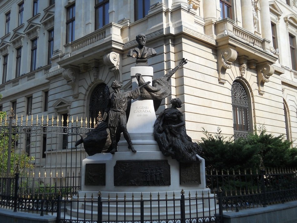 statues in the historic city center in romania