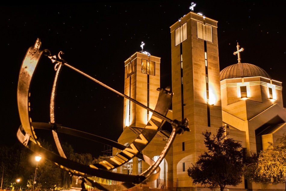 Church Orthodox in the night lights