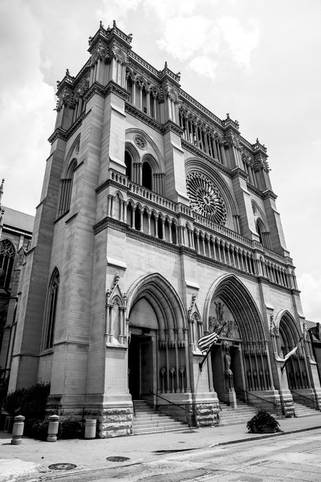 Cathedral in newport in black and white image