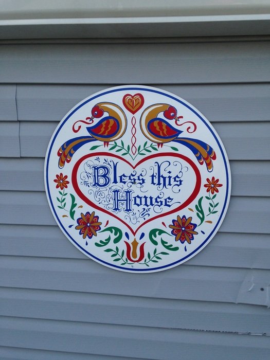 colorful inscription 'bless this house' on a house in Pennsylvania