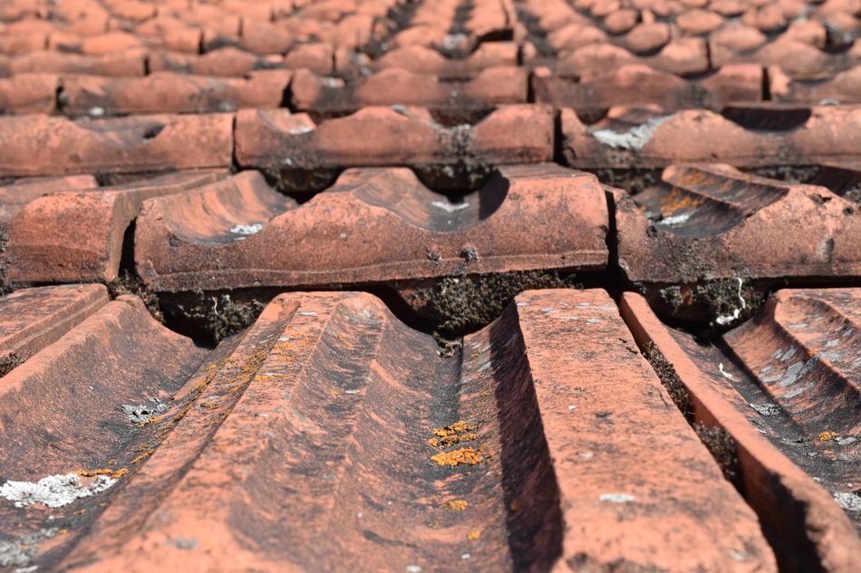old dirty roof tiles
