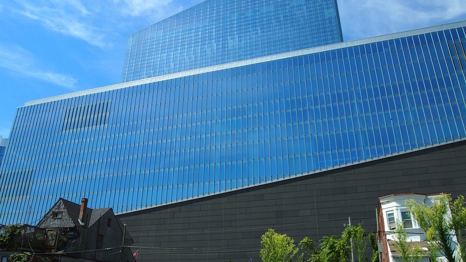 modern glass building in Atlantic City