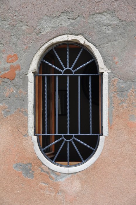 beautiful window with metal grid