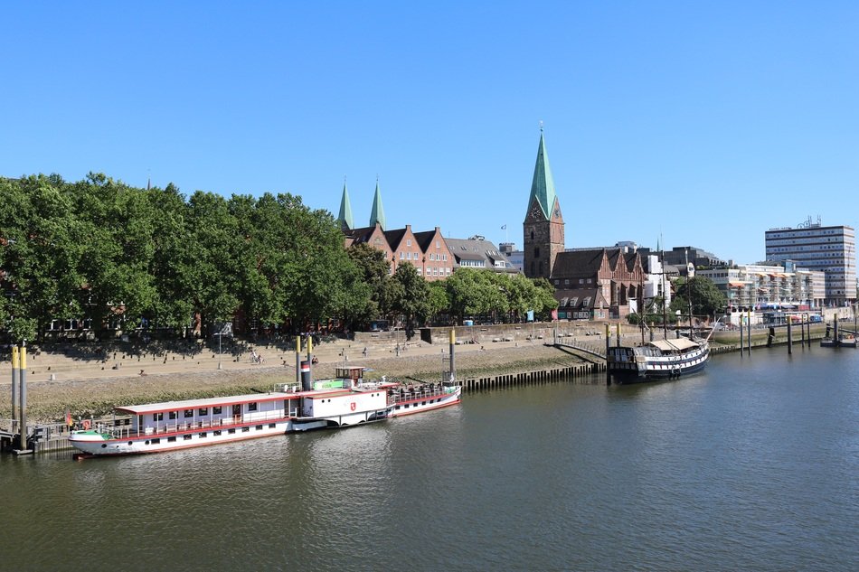panorama of the river and berth in the bremen