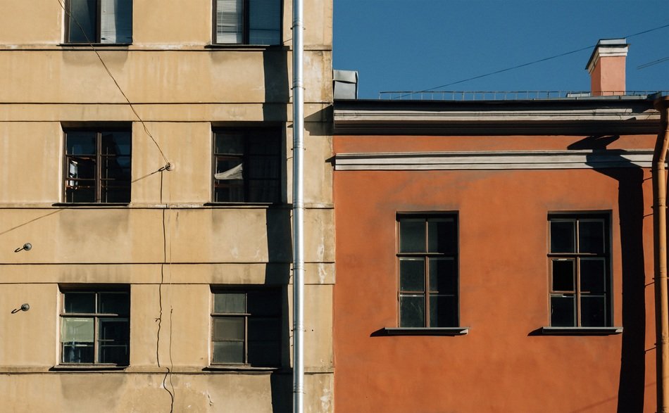 facades of two buildings in St Petersburg in Russia