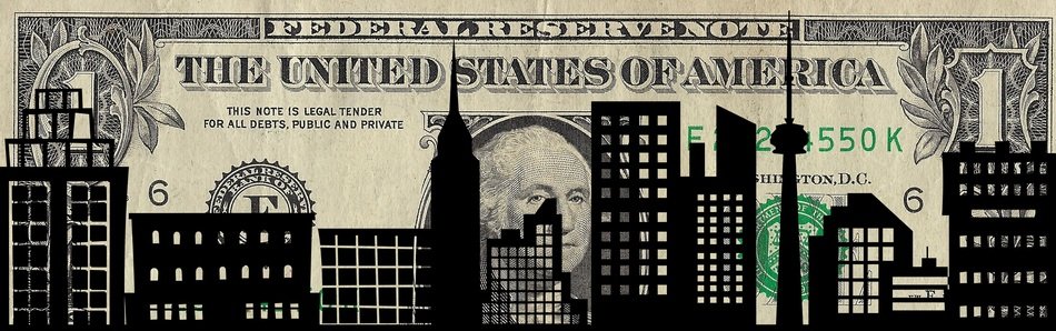 Urban Cityscape on the dollar banknote