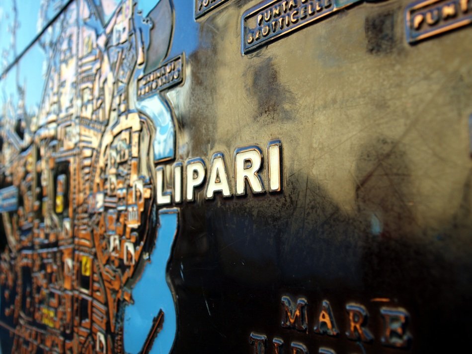 street map on Lipari island, Italy