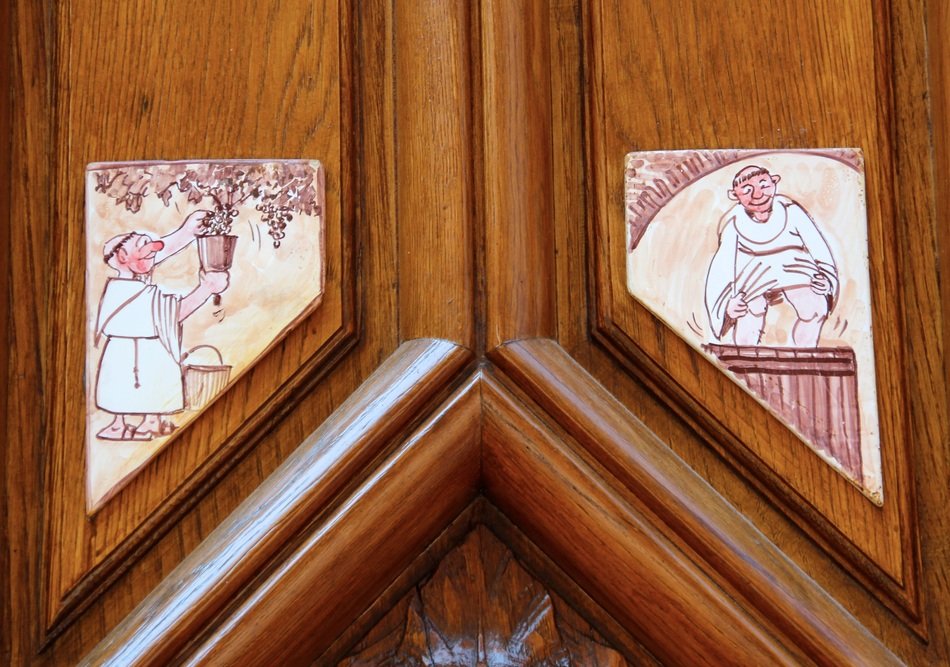 door with pictures of monks