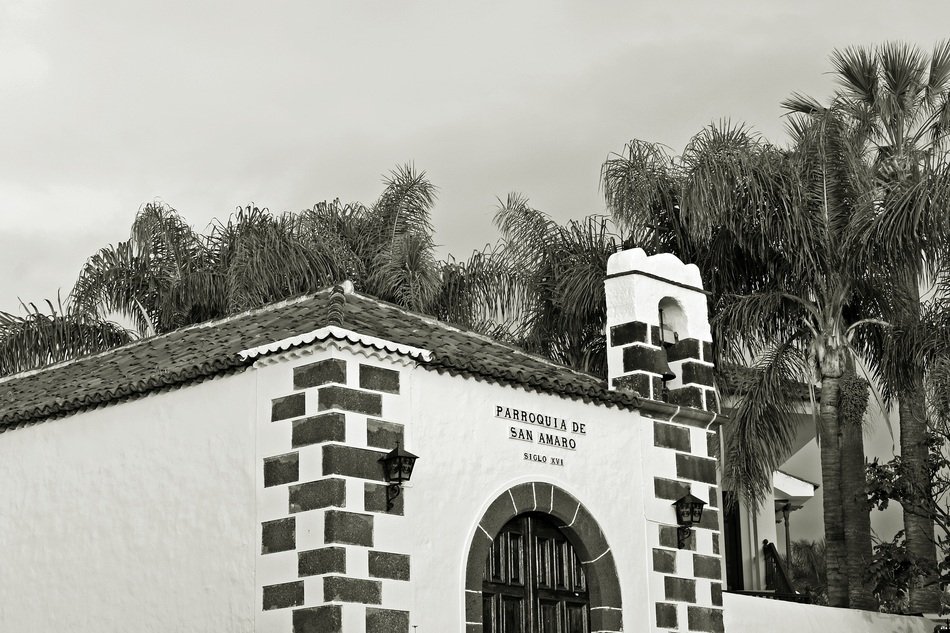 christian church in Spain in monochrome